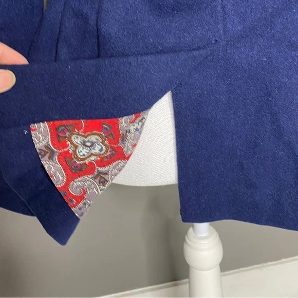 Free People Blue Peplum Military Style Pea Coat Jacket Wool Size 4 - Picture 12 of 16